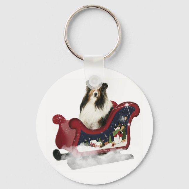 Magic Sleigh Sheltie Keychain (Front)