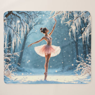 Magic snowfall ballerina winter poise art sherpa blanket