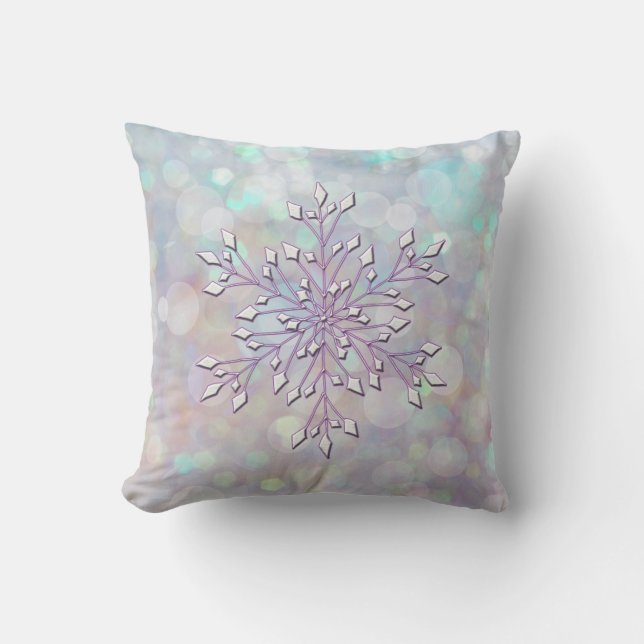 *~* Magic Snowflake Inner Peace Blue Lavender Throw Pillow (Front)