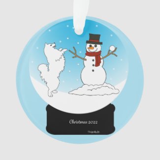 Magic Snowman & Samoyed Acrylic Ornament