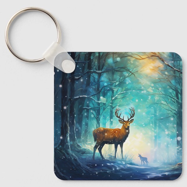 Magic Snowy Forest Art-82109 Keychain (Front)