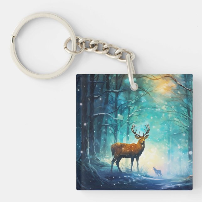 Magic Snowy Forest Art-82109 Keychain (Front)