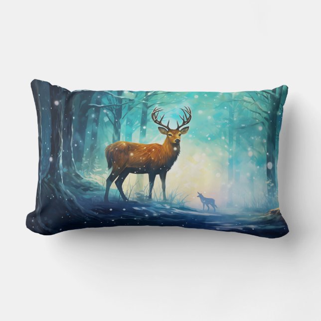 Magic Snowy Forest Art-82109 Lumbar Pillow (Front)