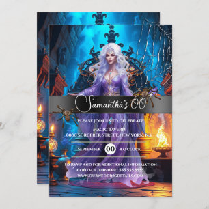 Magic sorceress Halloween witch birthday party Invitation