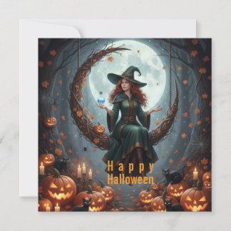 Magic Sorcery Halloween Family Holiday Card