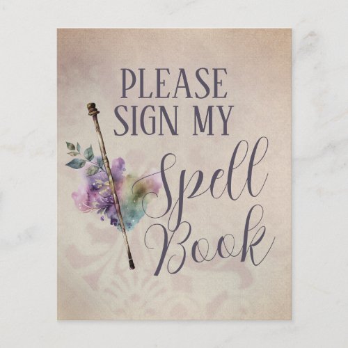 Magic Spell Book Girl Wizard Birthday Sign
