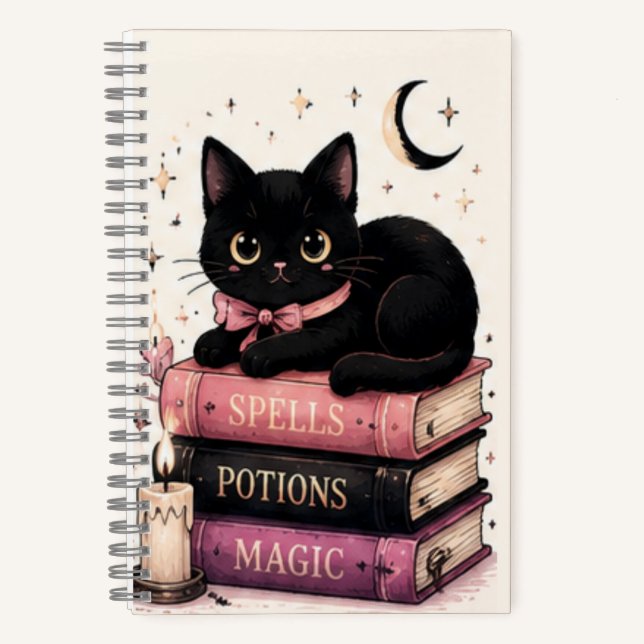 Magic Spell Books Witchy Black Cat (Front)
