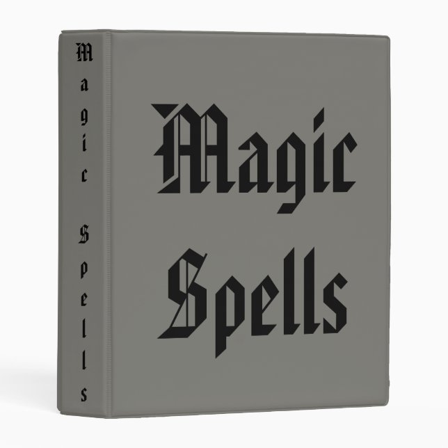 Magic Spells 3 Ring Mini Binder - Gray & Black (Front/Spine)