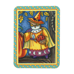 MAGIC SPELLS AND HALLOWEEN HOOTS, OWL WIZARD MAGNET