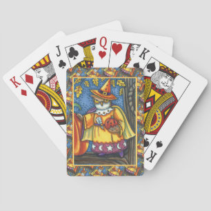 MAGIC SPELLS AND HALLOWEEN HOOTS, OWL WIZARD POKER CARDS