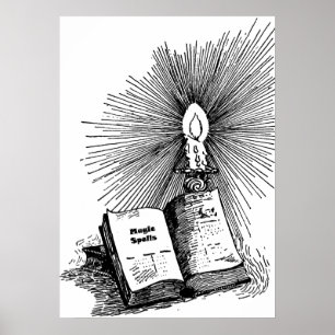 Magic Spells Book Candle Witchcraft art  Poster