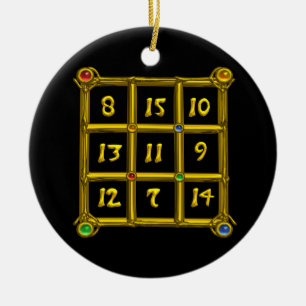MAGIC SQUARE 33 ,Black and White Ceramic Ornament
