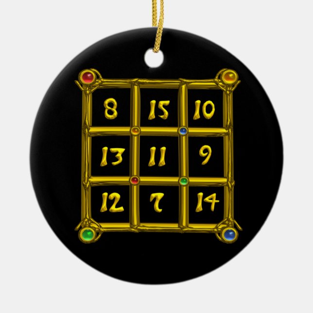 MAGIC SQUARE 33 ,Black and White Ceramic Ornament (Front)