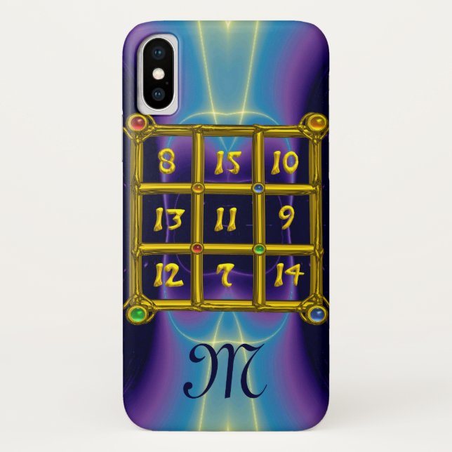 MAGIC SQUARE 33 MONOGRAM Teal, Aqua Blue Purple Case-Mate iPhone Case (Back)
