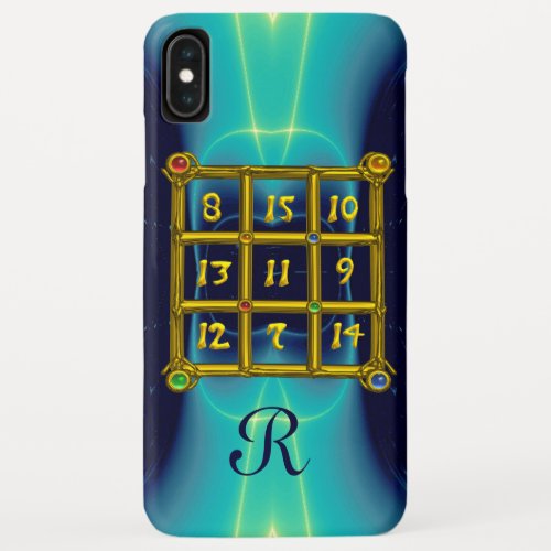 MAGIC SQUARE 33 MONOGRAM  Teal Aqua Blue Turquase iPhone XS Max Case