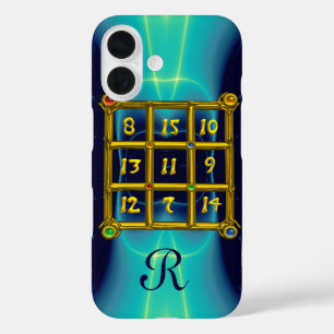 MAGIC SQUARE 33 MONOGRAM Teal, Aqua Blue Turquase iPhone 16 Case