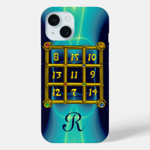 MAGIC SQUARE 33 MONOGRAM Teal,Aqua Blue Turquoise iPhone 15 Case