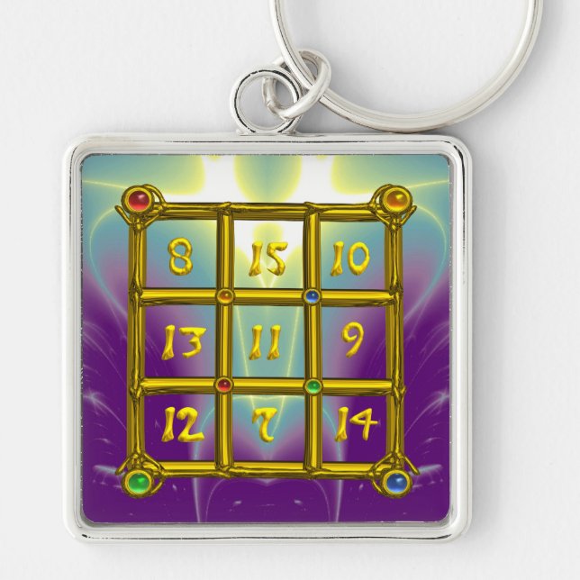 MAGIC SQUARE 33 , Pink Violet Purple Blue Keychain (Front)