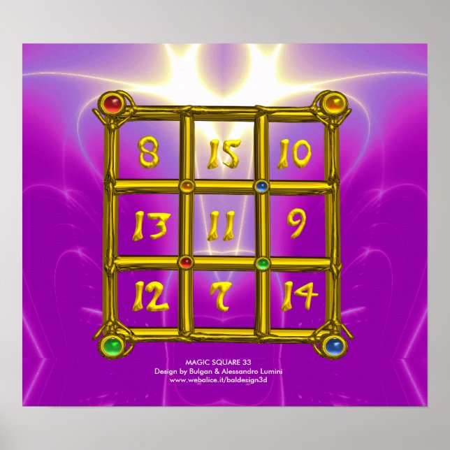 MAGIC SQUARE 33 , Pink Violet Purple Poster (Front)