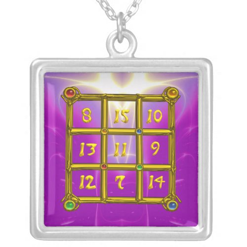 MAGIC SQUARE 33 pink violet purple Silver Plated Necklace