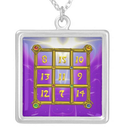 MAGIC SQUARE 33 violet purple Silver Plated Necklace