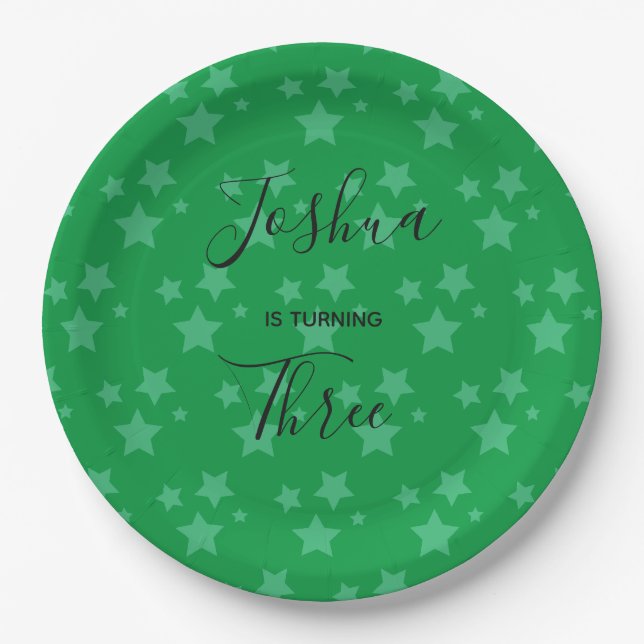 Magic Star birthday Green  Circus Party Paper Plates (Front)