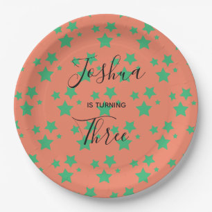 Magic Star birthday Green Orange Circus Party Paper Plates