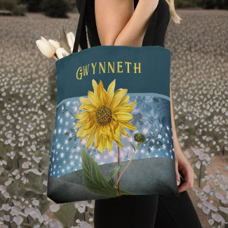 Magic Sunflower with Teal Starry Sky Monogram