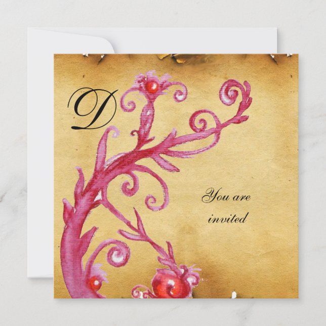 MAGIC SWIRL MONOGRAM parchment  vibrant bright Invitation (Front)