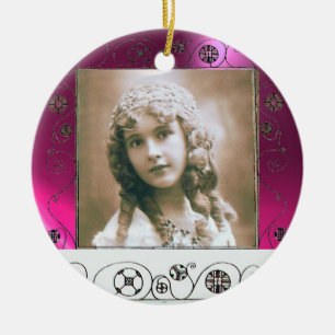 MAGIC SWIRLS PHOTO TEMPLATE ,Fuchsia Pink Amethyst Ceramic Ornament