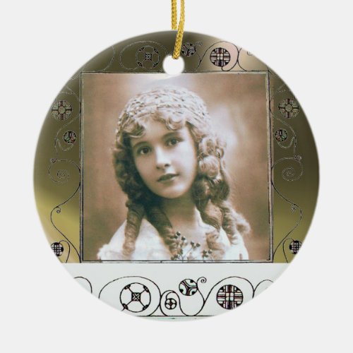MAGIC SWIRLS PHOTO TEMPLATE Gray Agate Ceramic Ornament