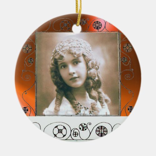 MAGIC SWIRLS PHOTO TEMPLATE Orange Agate Ceramic Ornament
