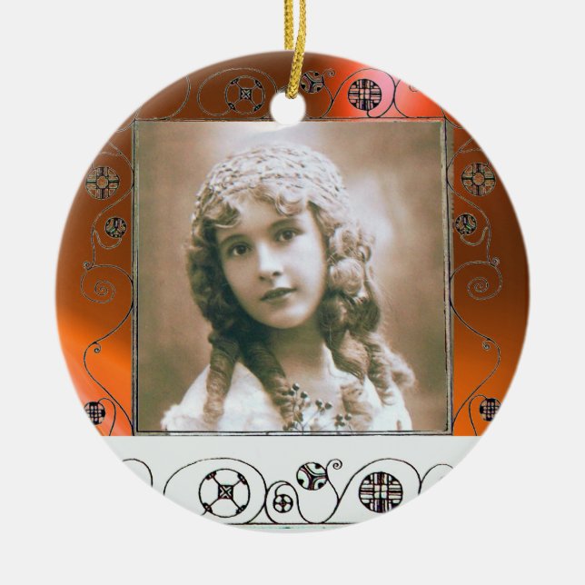 MAGIC SWIRLS PHOTO TEMPLATE ,Orange Agate Ceramic Ornament (Front)
