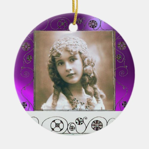 MAGIC SWIRLS PHOTO TEMPLATE  Purple Amethyst Ceramic Ornament