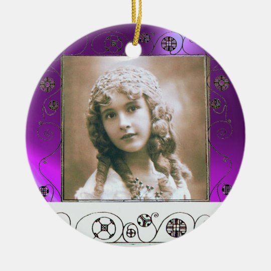 MAGIC SWIRLS PHOTO TEMPLATE , Purple Amethyst Ceramic Ornament