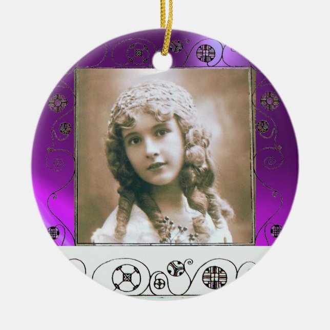 MAGIC SWIRLS PHOTO TEMPLATE , Purple Amethyst Ceramic Ornament (Front)