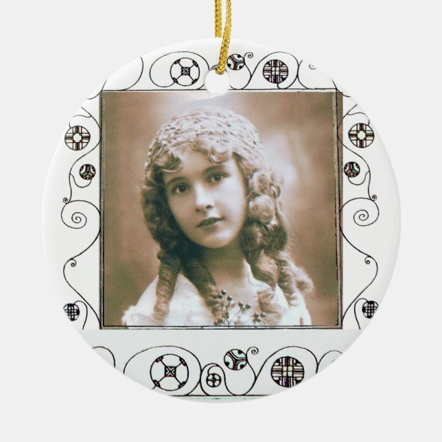 MAGIC SWIRLS PHOTO TEMPLATE , Red Ruby Ceramic Ornament (Front)