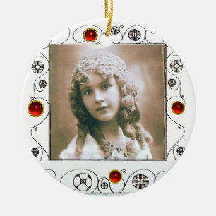 MAGIC SWIRLS PHOTO TEMPLATE , Red Ruby Ceramic Ornament