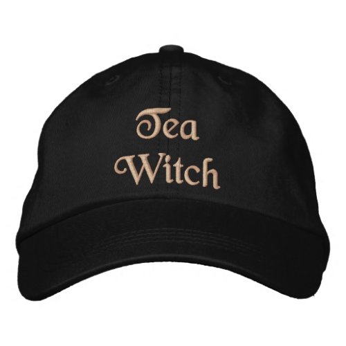 Magic Tea Witch Quote Peach Orange Black Embroidered Baseball Cap