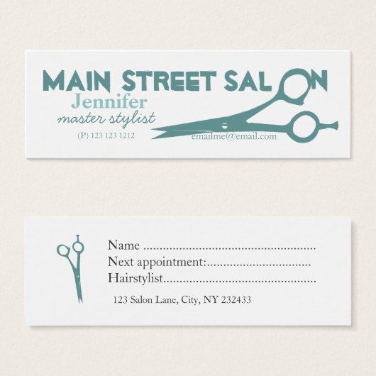Magic Teal Blue Hair Salon Scissor Makeup Artist (Front & Back)