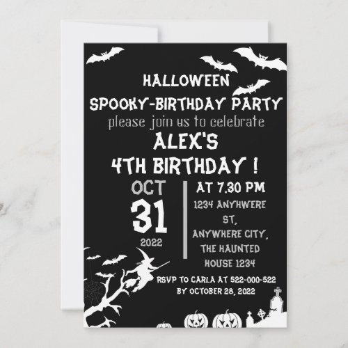 magic theme halloween birthday party invitation