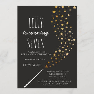 Magic themed birthday party invitation