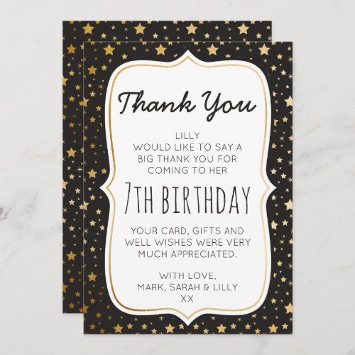 Magic themed birthday thank you card