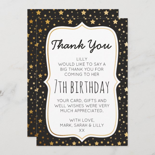Magic themed birthday thank you card (Front/Back)
