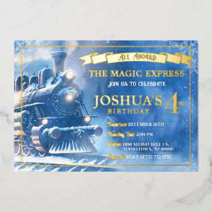 Magic Train Birthday Invitation Foil Invitation