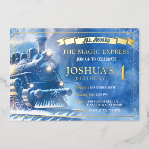 Magic Train Birthday Invitation Foil Invitation