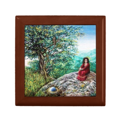 MAGIC TREE  Dawn In Green Wood and Lady in Red Jewelry Box