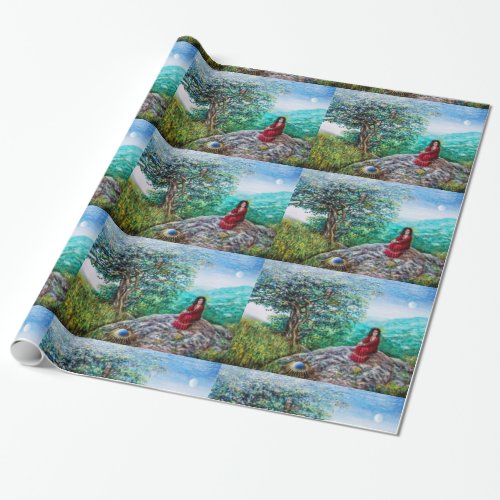 MAGIC TREE  Dawn In Green Wood and Lady in Red Wrapping Paper
