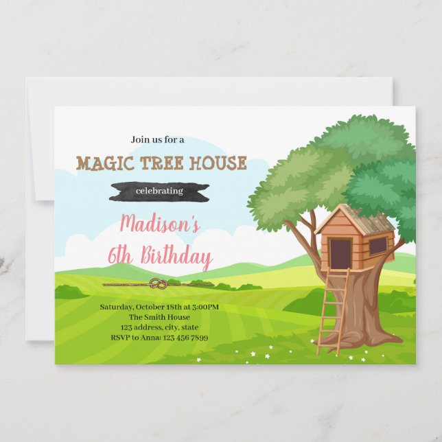 Magic treehouse birthday invitation (Front)