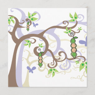 Magic Trees Twins Girl Boy Peas in Pod Baby Shower Invitation